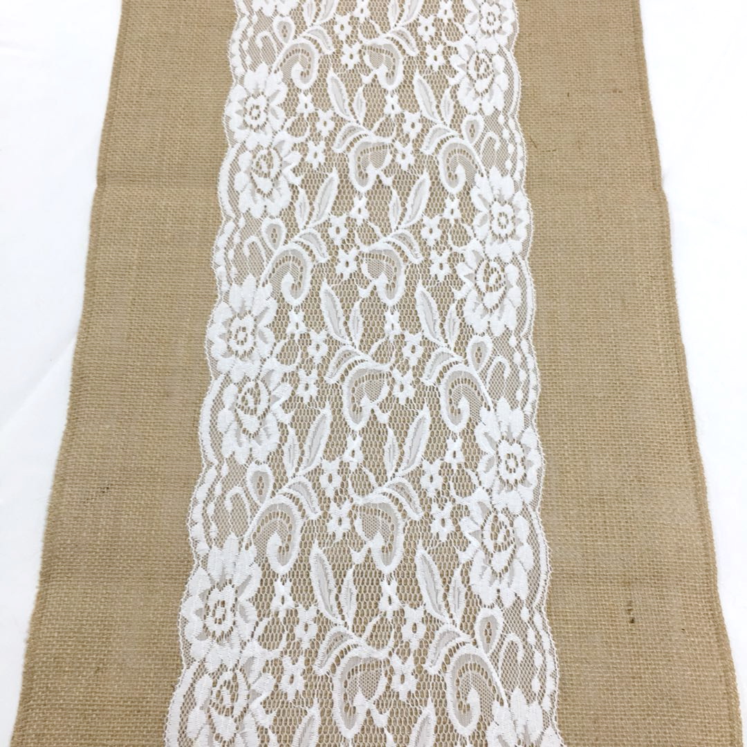 Jute with lace table runner