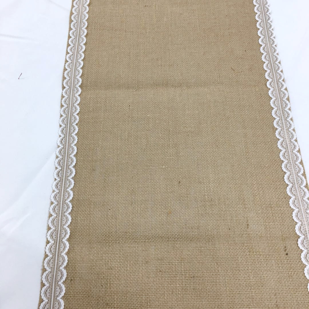 Hessian Jute with lace table runner