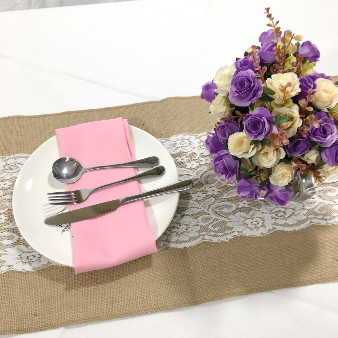Burlap Jute with Lace Table Runner