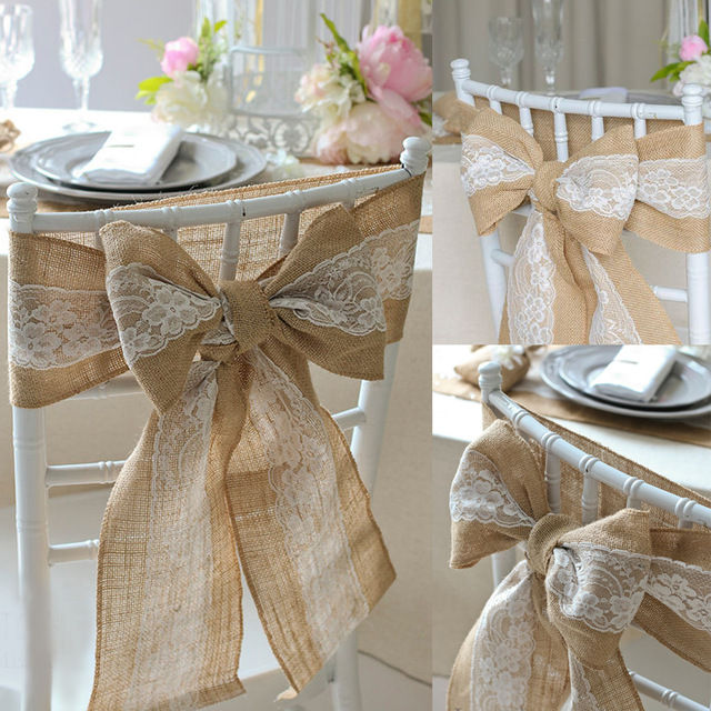 Jute Burlap Lace Chair Sashes