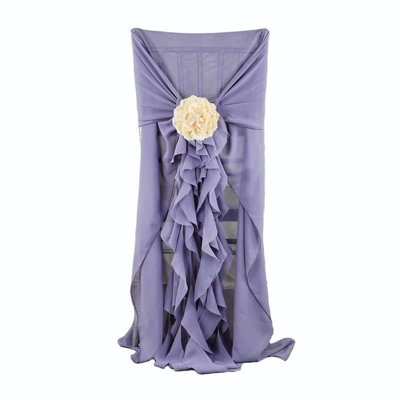 Chiffon Curly Willow Chair Cover hood with Ruffls sash 